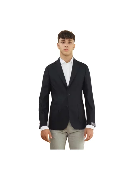 Marynarka Barba wełniana z granatem niebieska