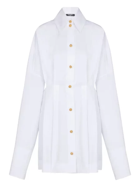 Rochie tip cămașă Balmain din poplin de costum alb