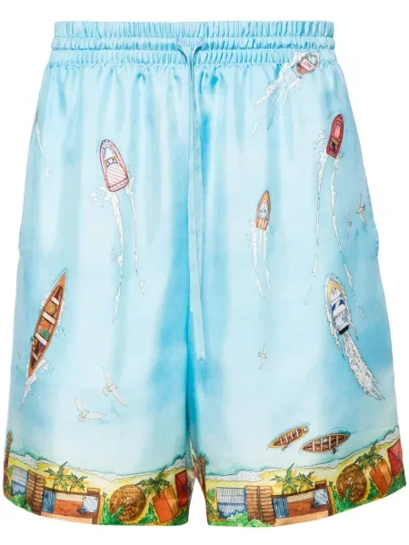 Pantaloni scurți Casablanca de mătase albastru