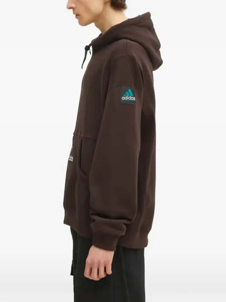 Tricou Adidas în carouri cu autograf cu glugă gri