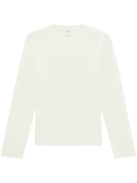 Pulover Courreges tricotate cu decolteu în U alb