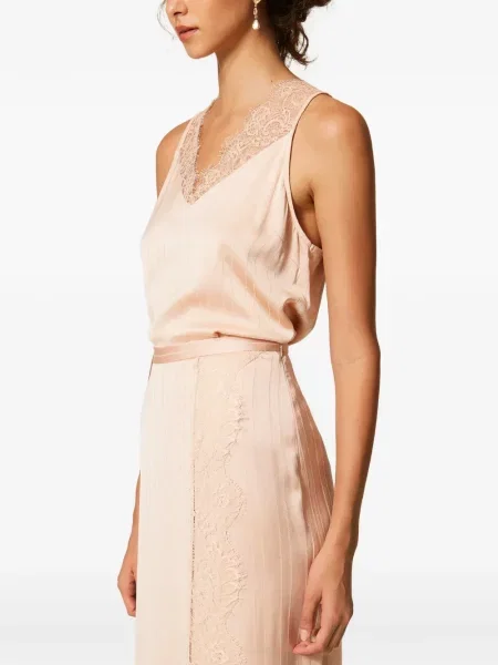 Top Twinset din satin roz