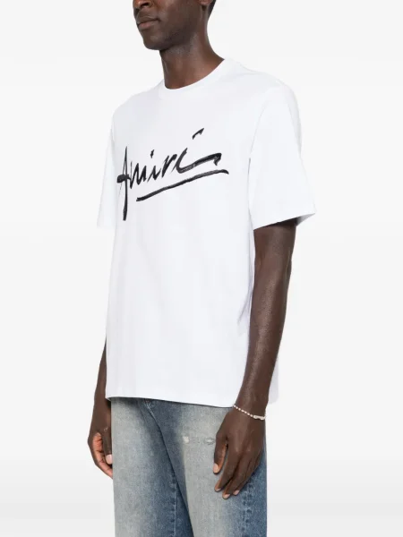 Tricou Amiri cu decolteu rotund scurt alb