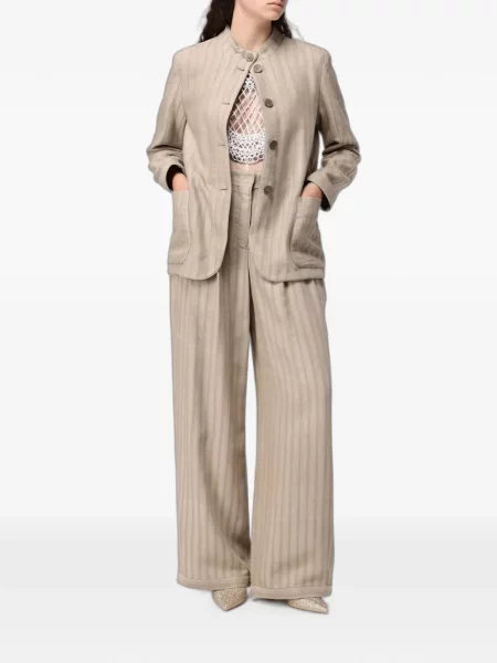 Плетен асиметричен елек Emporio Armani бяло