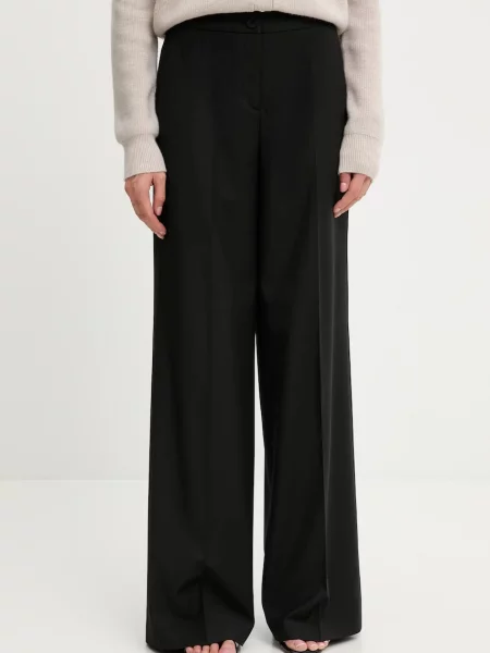 Панталон с вълна Blugirl Blumarine с широка каройка с висока талия черно