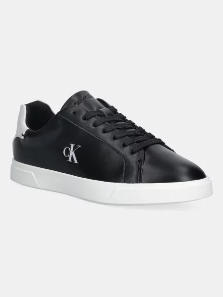 Sneakers Calvin Klein Low Pro Cup Laceup Lth Moire negru