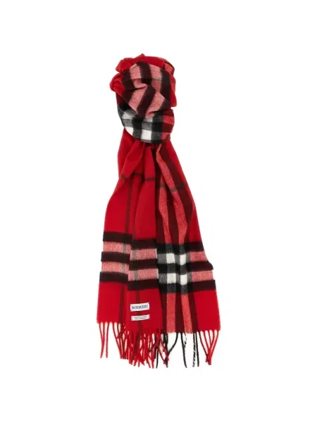 Fular Burberry din cașmir în carouri roșu