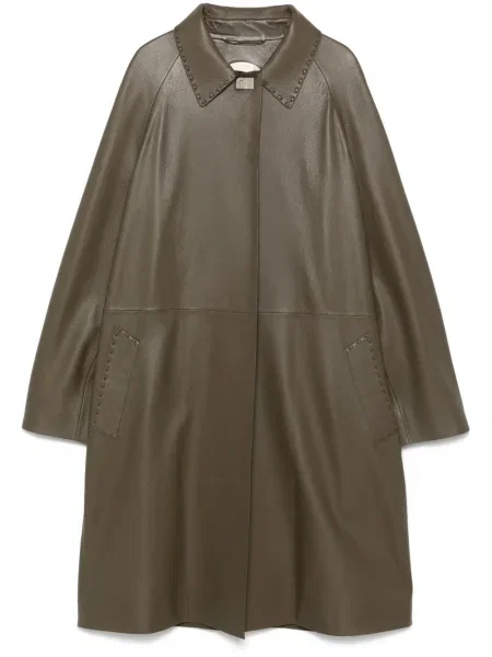 Palton Fendi din piele maro