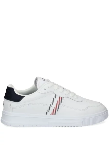 Sneakerși Tommy Hilfiger cu șireturi din dantelă alb