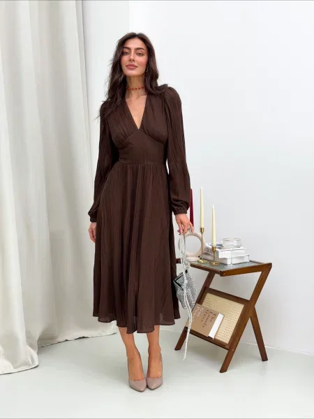 Сукня міді ART KNIT коричневий
