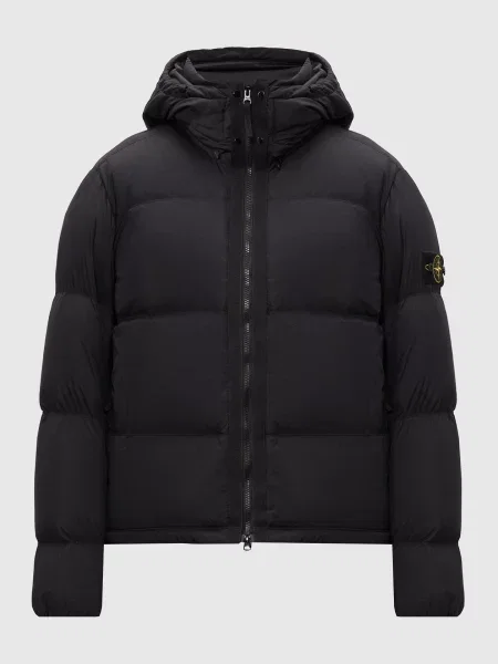 Пуховик з патчем логотипа Stone Island чорний