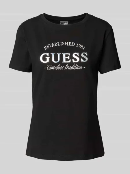 T-shirt z detalem z logo model ‘NINA’ Guess Activewear czarna