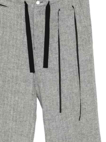 Pantaloni Midorikawa cu model herringbone gri