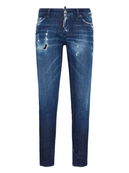 Skinny jeansy skinny Dsquared2 z przetarciami niebieskie
