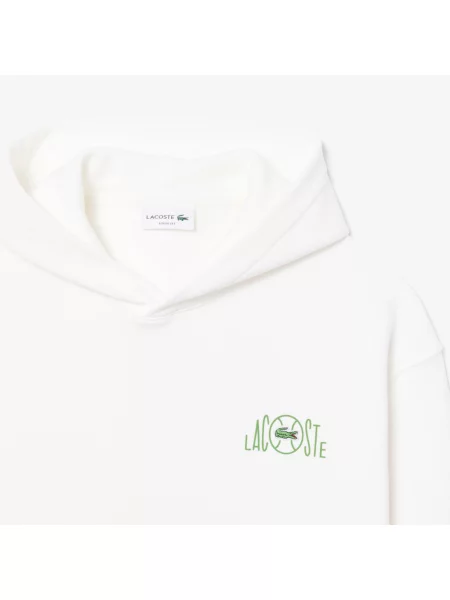 Lacoste Polarowa Bluza Z Kapturem Z Wieloma Nadrukami biały