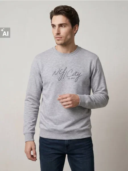 Sinsay Crewneck mikina s nápisem šedá