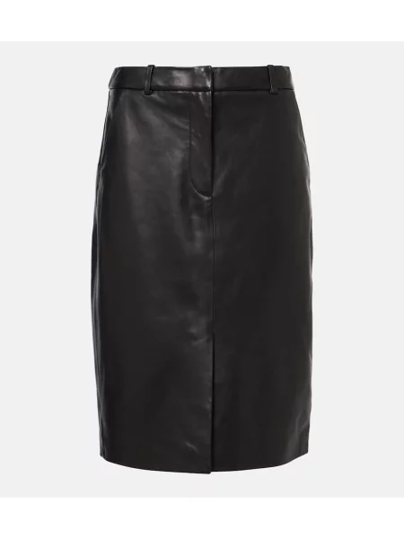 Spódnica skórzana Veronica Beard z wysoką talią czarna