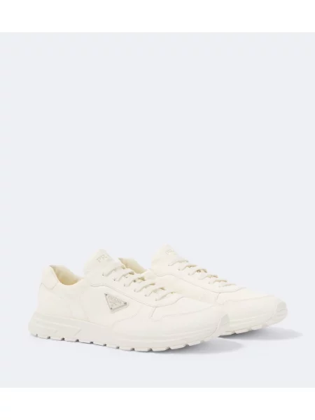 Sneakerși Prada din piele alb