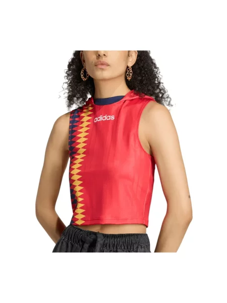 Top sportowy Adidas o skróconej długości czerwony
