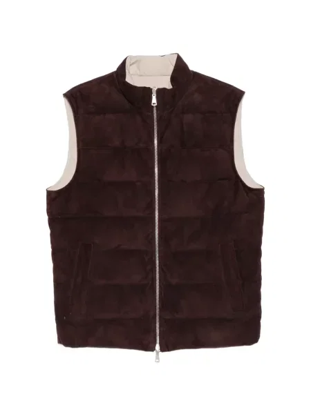 Vestă Eleventy din piele de căprioară maro