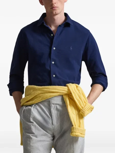 Șapcă Polo Ralph Lauren cu decolteu în V cu autograf în carouri albastru