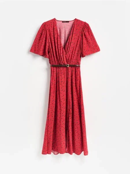 Reserved Rochie cu imprimeui și curea multicolor