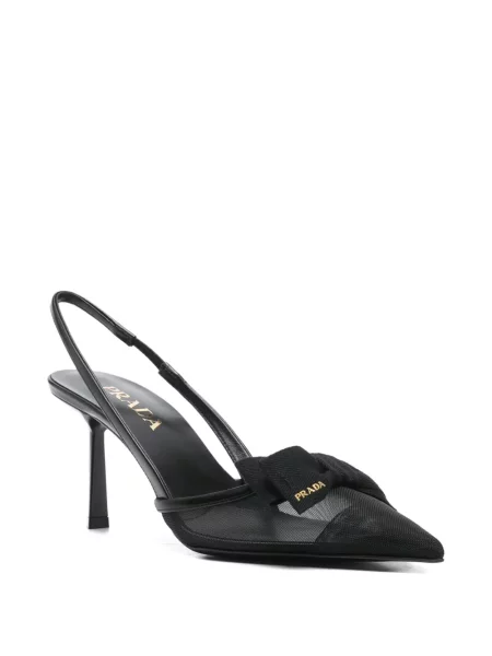 Pantofi cu toc Prada cu funde negru