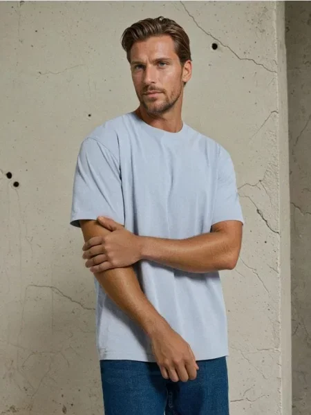 Sinsay koszulka z efektem sprania niebieski