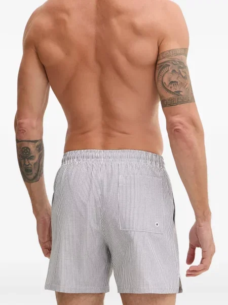 Slip de baie Nike cu gât halter cu imagine cu imprimeu geometric negru