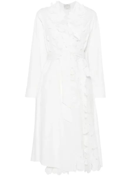 Rochie midi Forte_forte cu broderie până la genunchi de costum alb