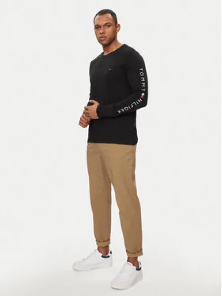 Tričko s dlouhým rukávem Tommy Hilfiger s dlouhými rukávy černé