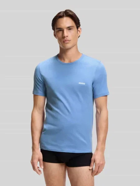 T-shirty o kroju regular fit z czystej bawełny w zestaw 3 szt. Hugo niebieska