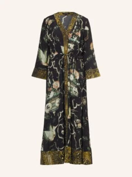 Allsaints Šaty Diana S Rukávy zelená / khaki černá