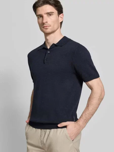 Koszulka polo o kroju regular fit z listwą guzikową model BELLS' Casual Friday granatowe