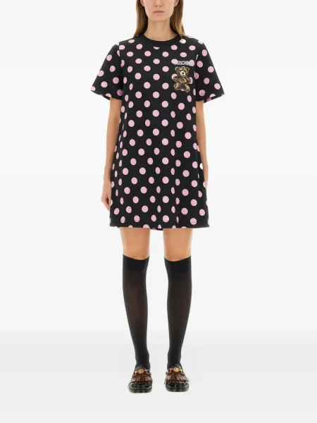 Πουά μίντι φόρεμα Moschino με σχέδιο με μήκος μέχρι το γόνατο μαύρο