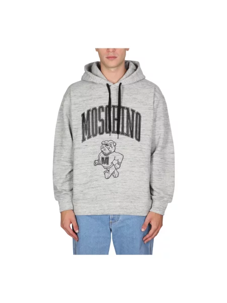 Bluza z kapturem Moschino z logo szara