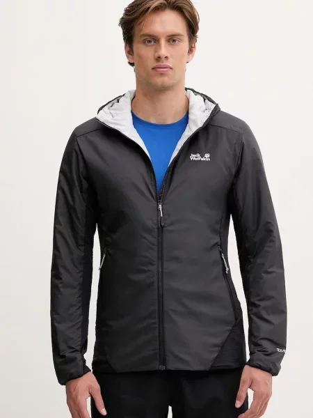 Jack Wolfskin μπουφάν πεζοπορίας ανδρικό Trail Light Hybrid μαύρο