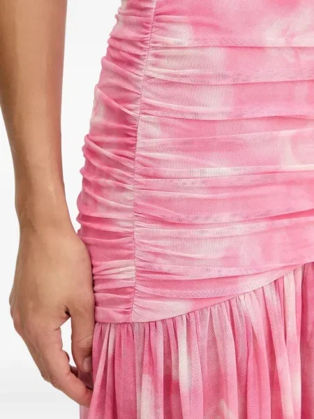 Rochie midi Bardot până la genunchi de costum roz