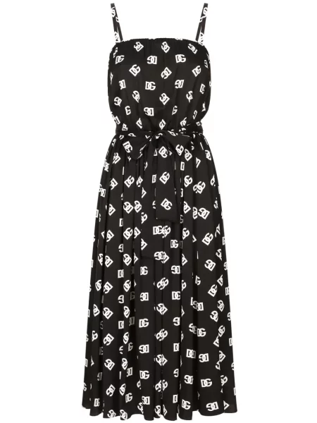 Midi ruha Dolce & Gabbana nyomtatás fekete