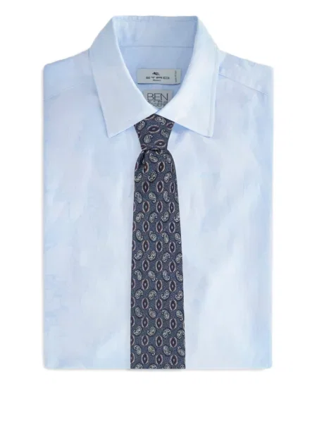 Cravată Etro cu model paisley din jacard albastru