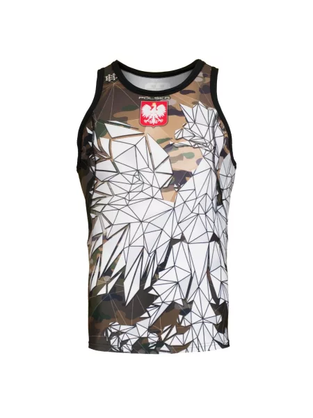 Koszulka sportowa bez rękawów Tank top rashguard EXTREME HOBBY POLSKA CAMO zielona