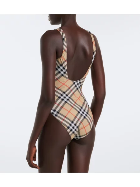 Strój kąpielowy Burberry w kratę beżowy