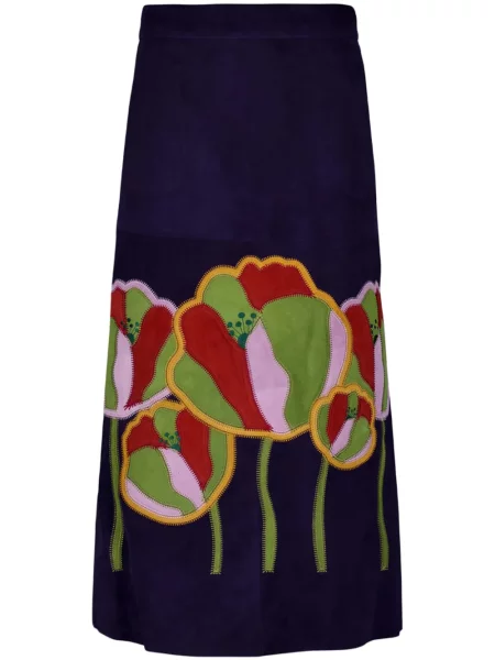 Fustă midi Paula până la genunchi albastru