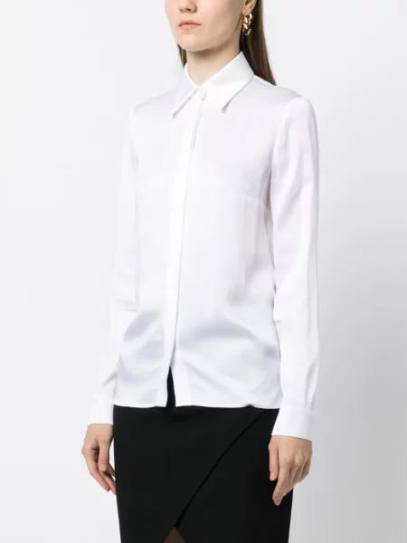 Lung cămașă Michael Kors Collection tricotate asimetrică alb
