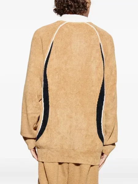 Prugasti prsluk Adidas od flisa s vezicama crvena