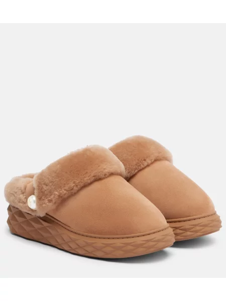 Semišové domáce papuče Jimmy Choo béžová