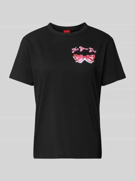 T-shirt z okrągłym dekoltem model ‘Damacia’ Hugo czarna