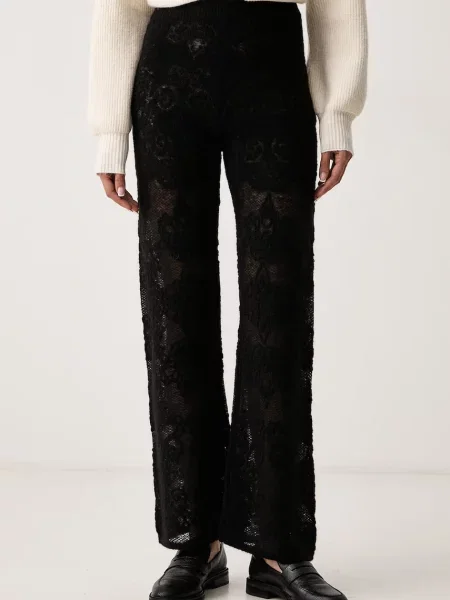 Twinset pantaloni pentru femei cu lână negru