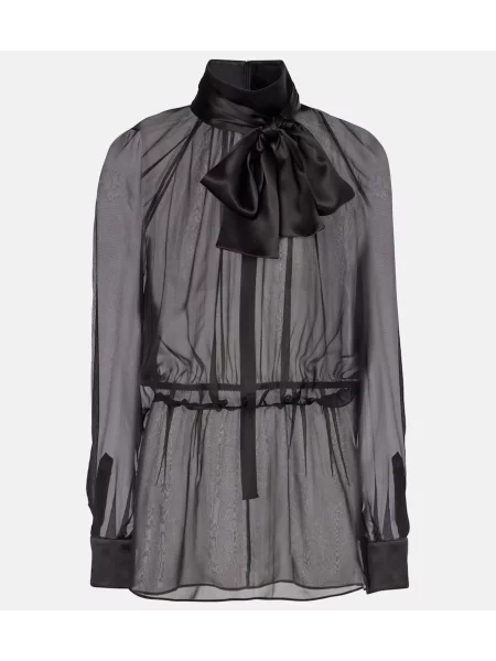 Svilena bluza Dolce&gabbana z lokom črna