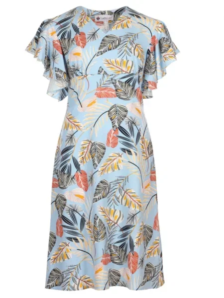 Лляна Сукня міді LadyLike блакитний